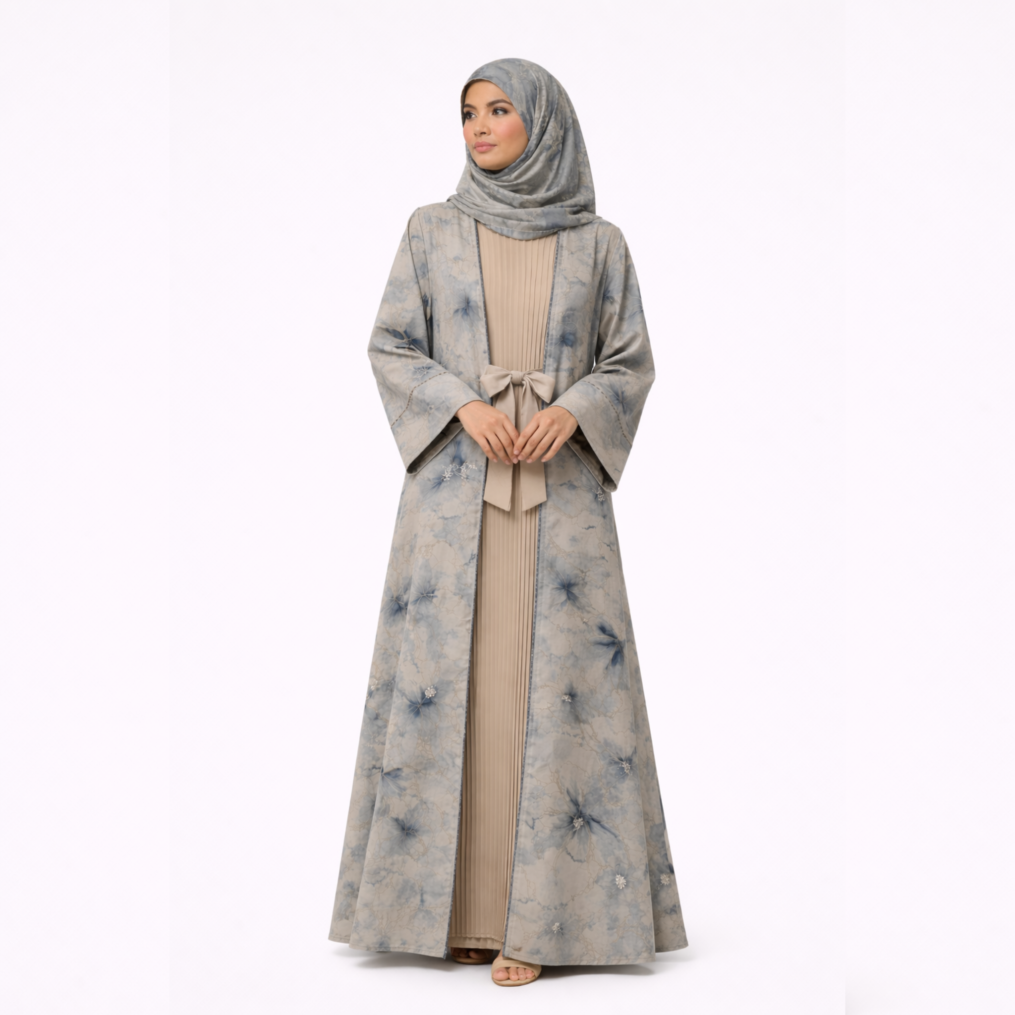 Abaya Gris Perle + Voile