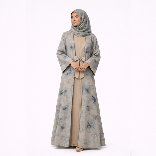 Abaya Gris Perle + Voile