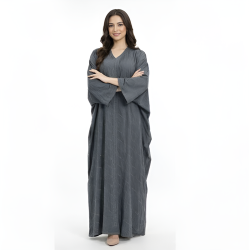 Abaya Couleur Graphite Coupe Papillon