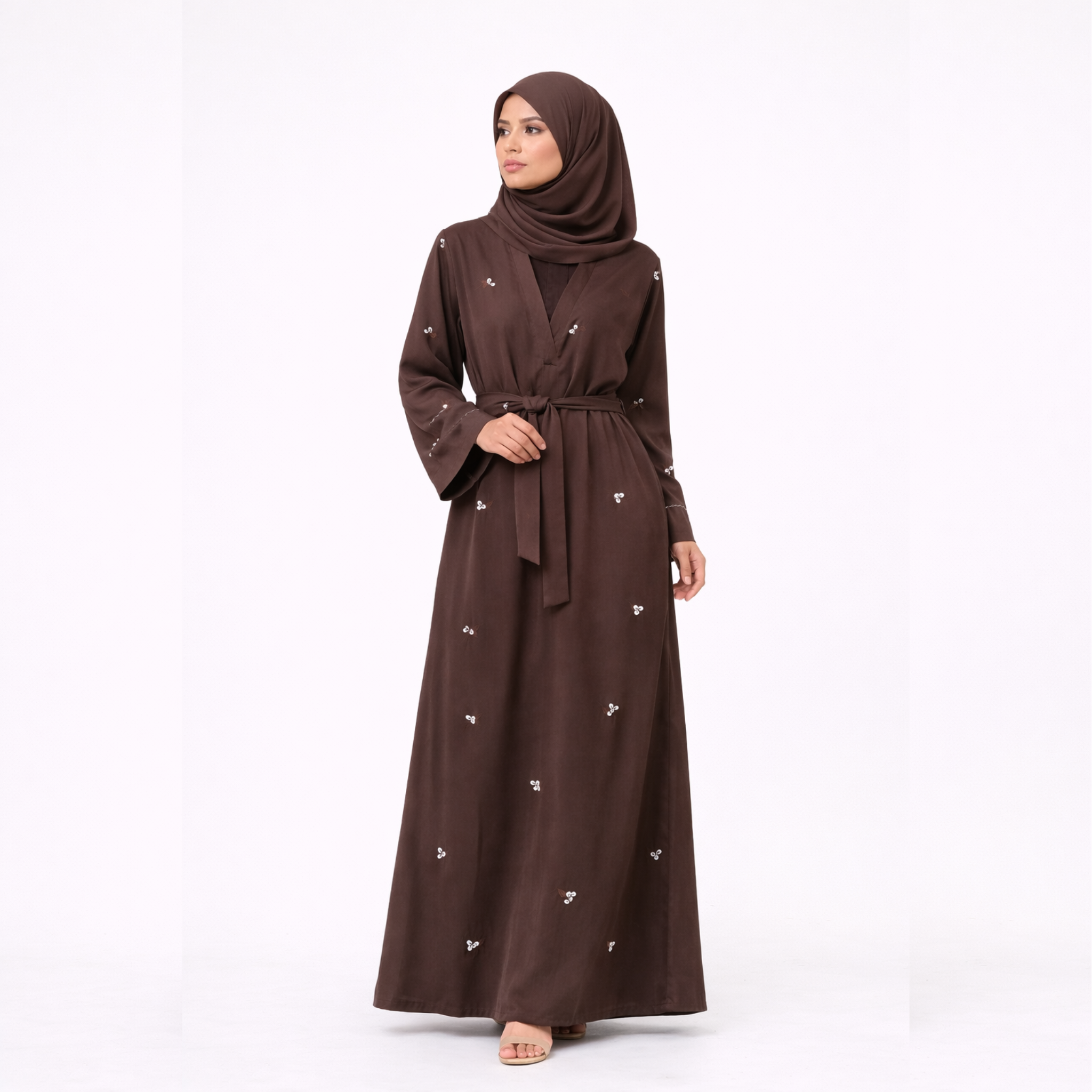 Abaya Rouge fleurie + Voile