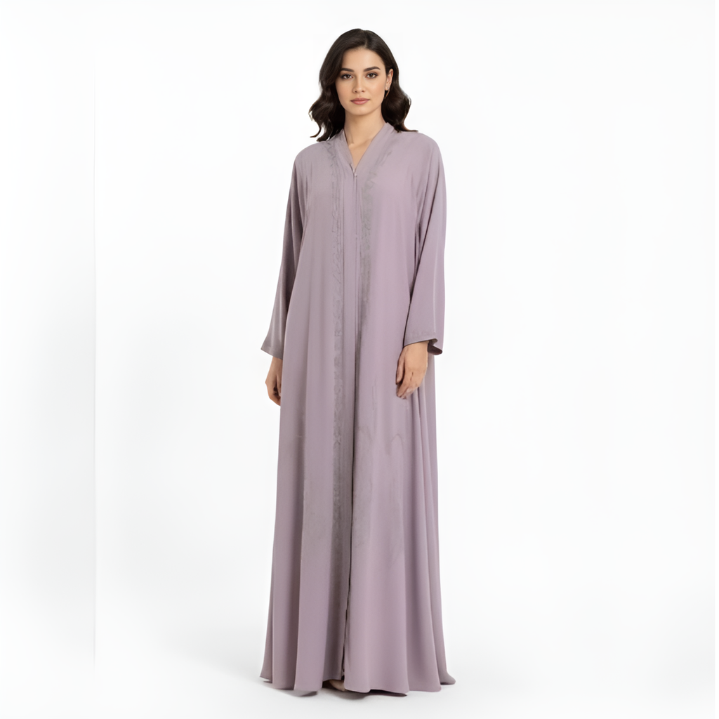 Abaya Satinée Couleur Mauve Cendré