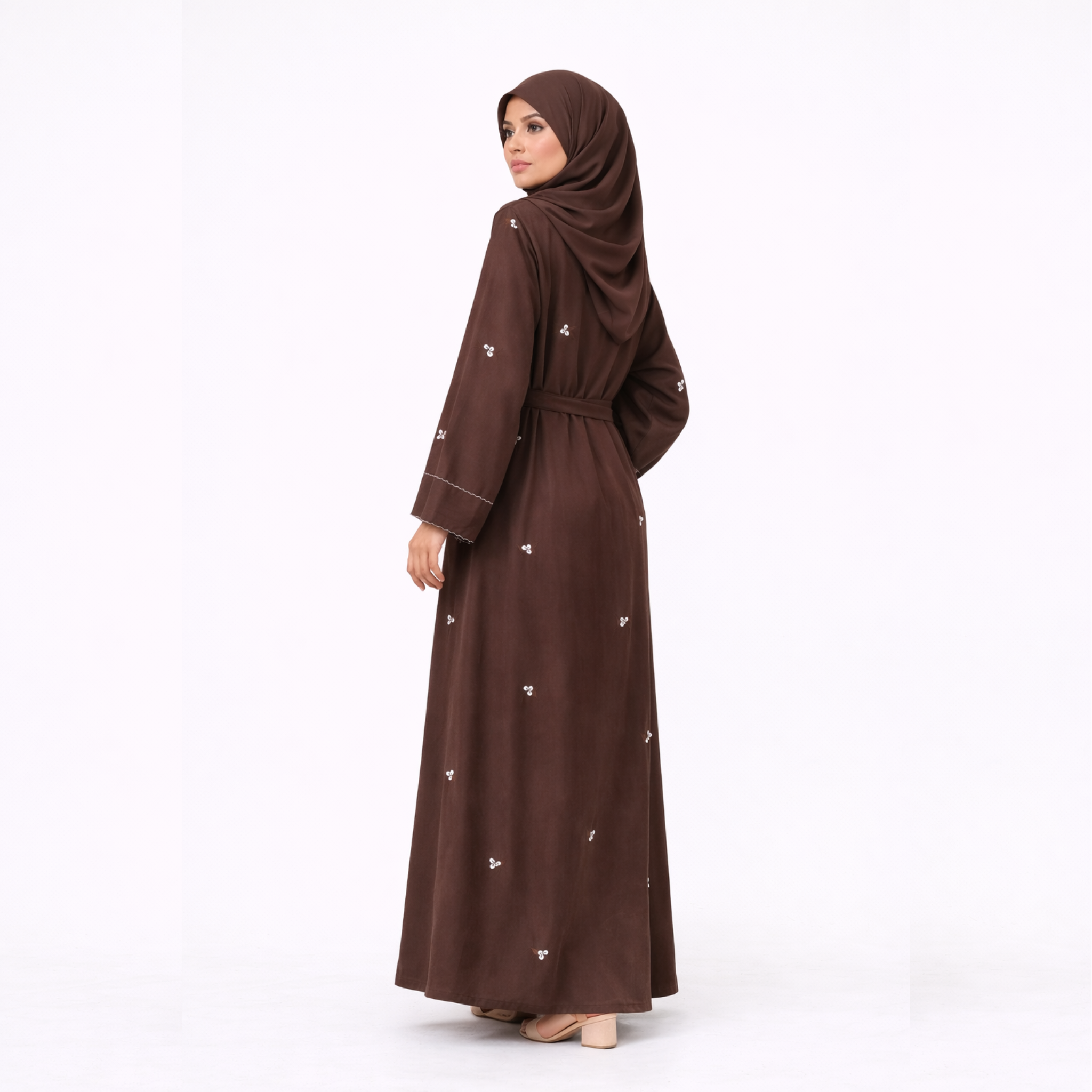 Abaya Rouge fleurie + Voile