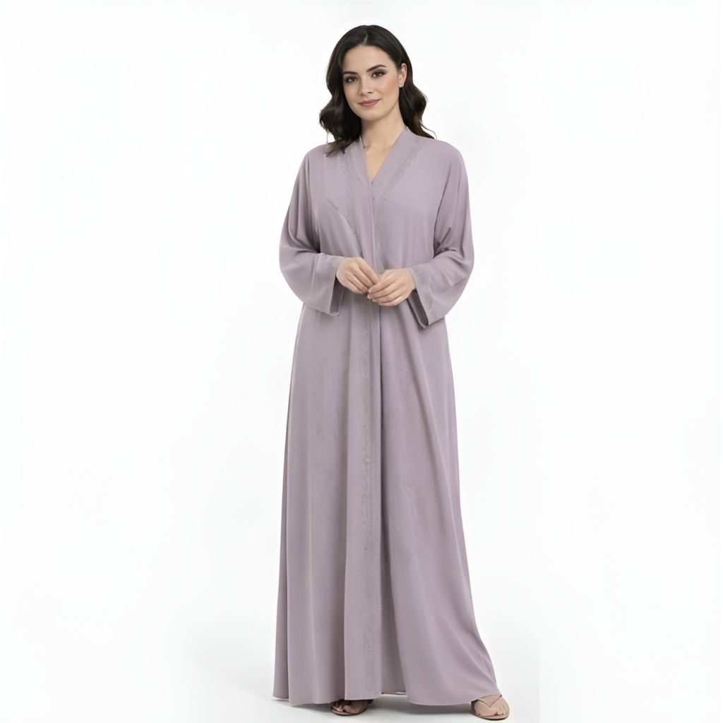 Abaya Satinée Couleur Mauve Cendré