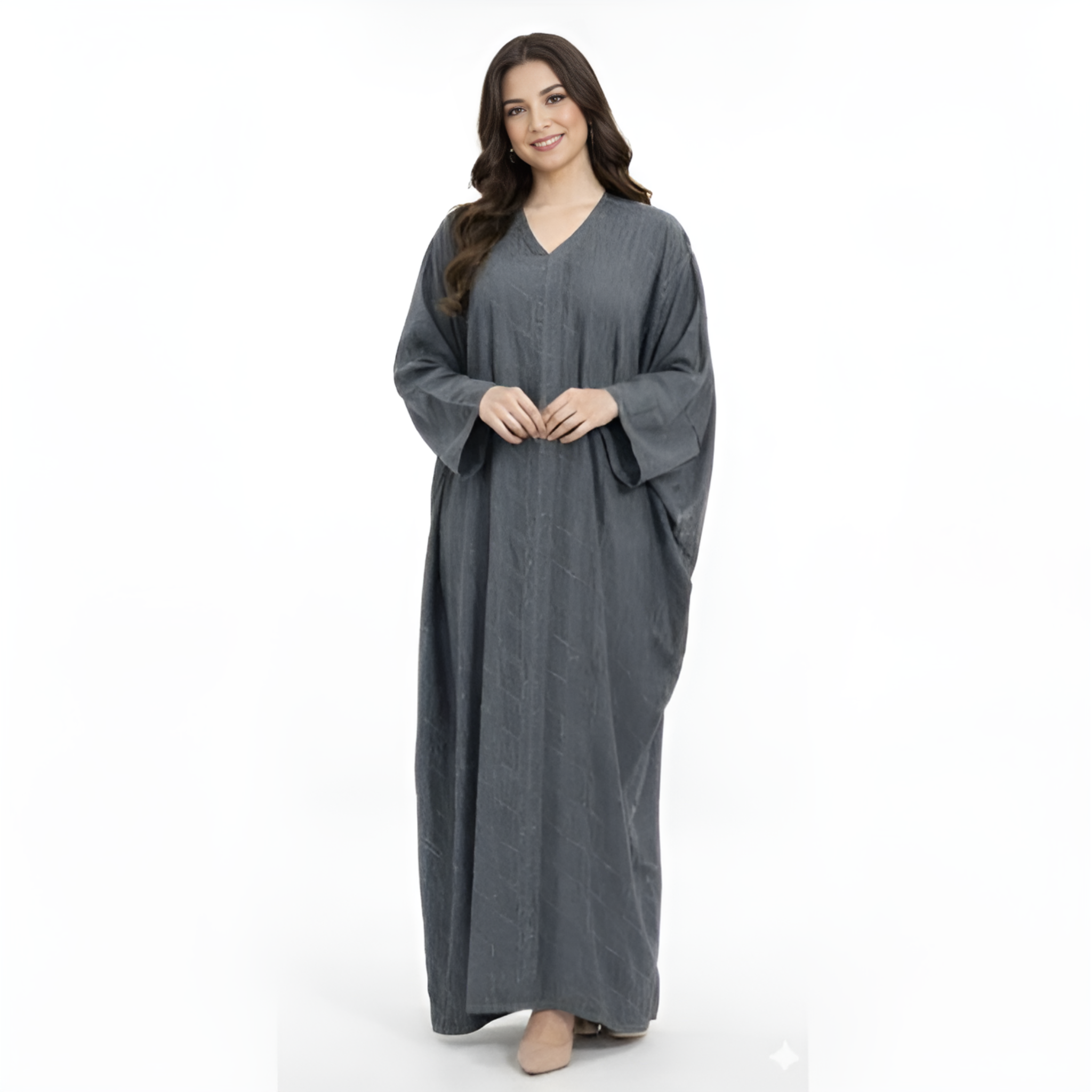 Abaya Couleur Graphite Coupe Papillon