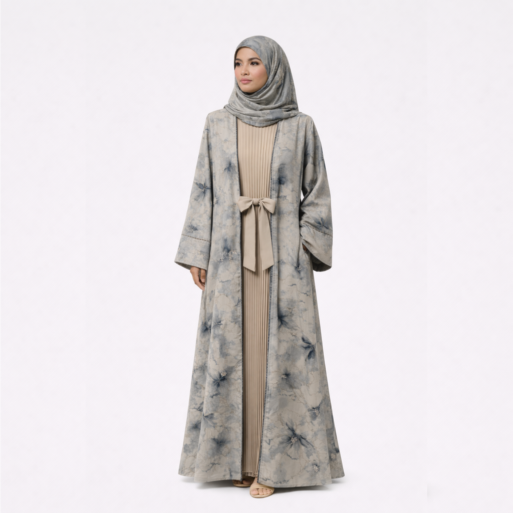 Abaya Gris Perle + Voile