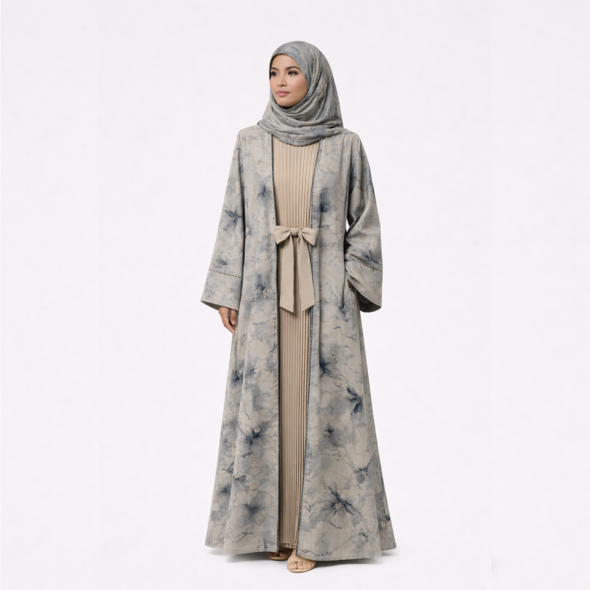Abaya Gris Perle + Voile