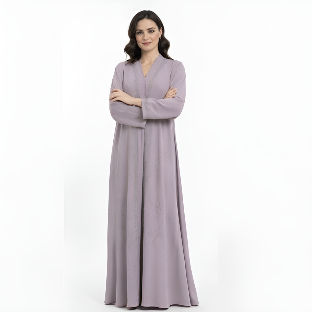 Abaya Satinée Couleur Mauve Cendré