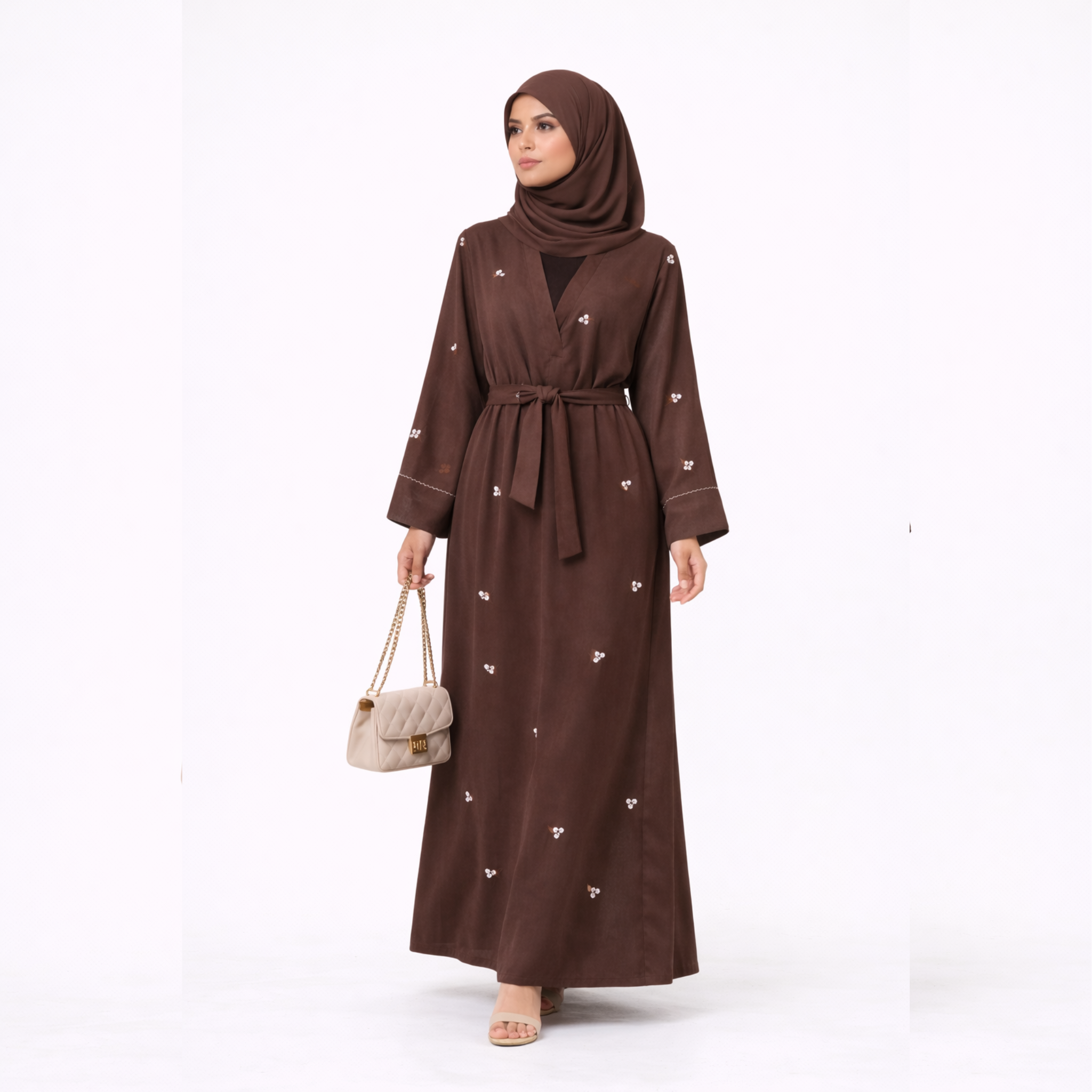 Abaya Rouge fleurie + Voile