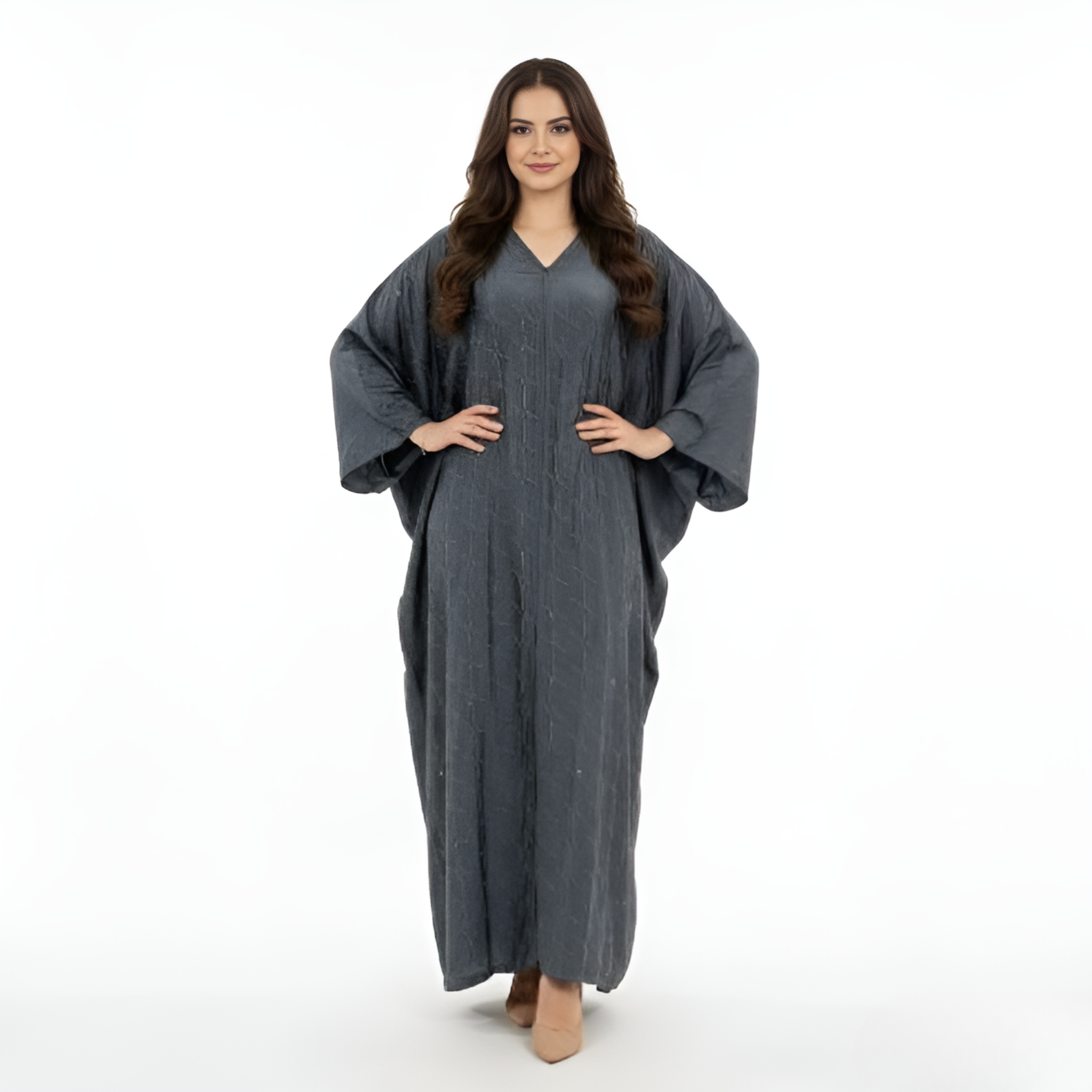 Abaya Couleur Graphite Coupe Papillon