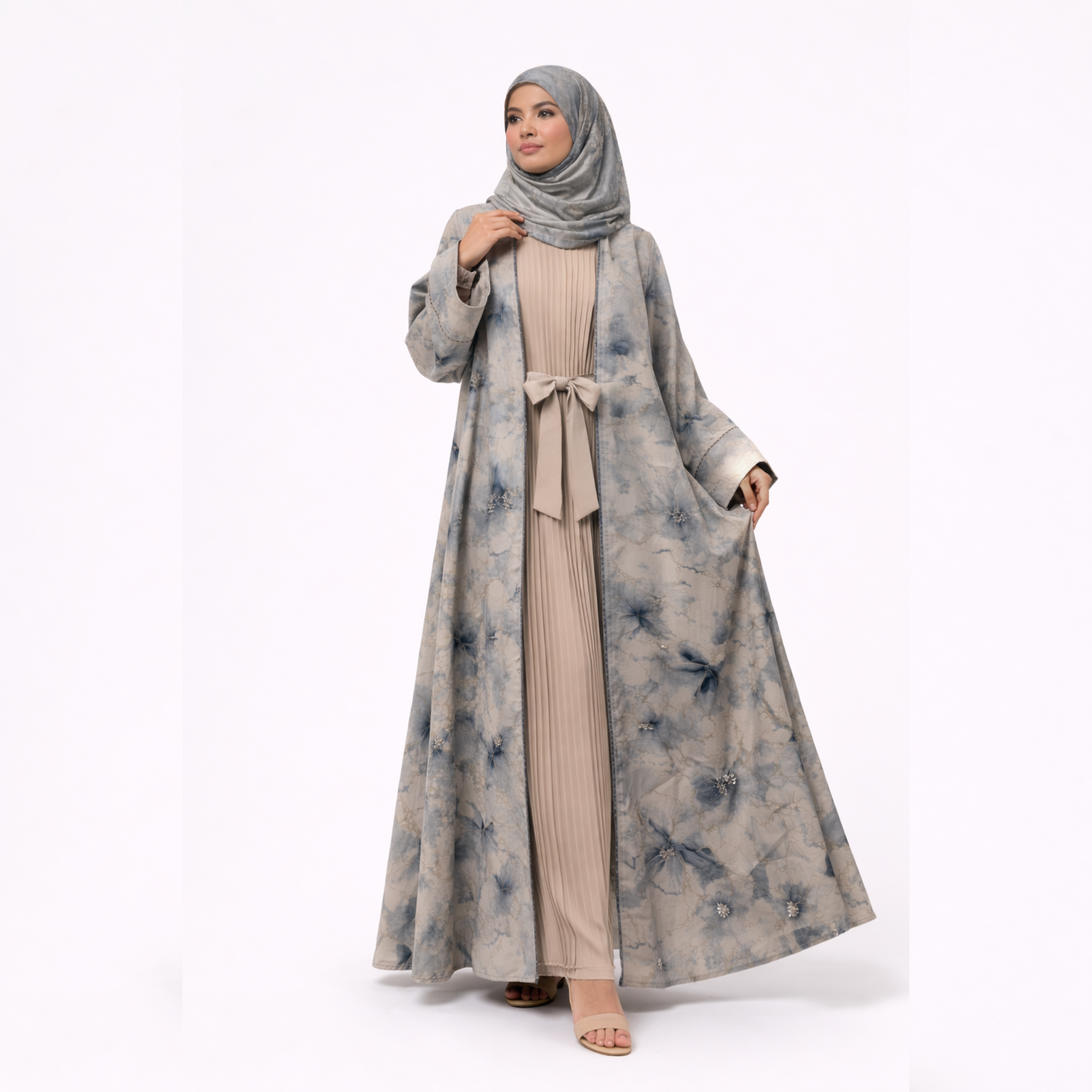 Abaya Gris Perle + Voile