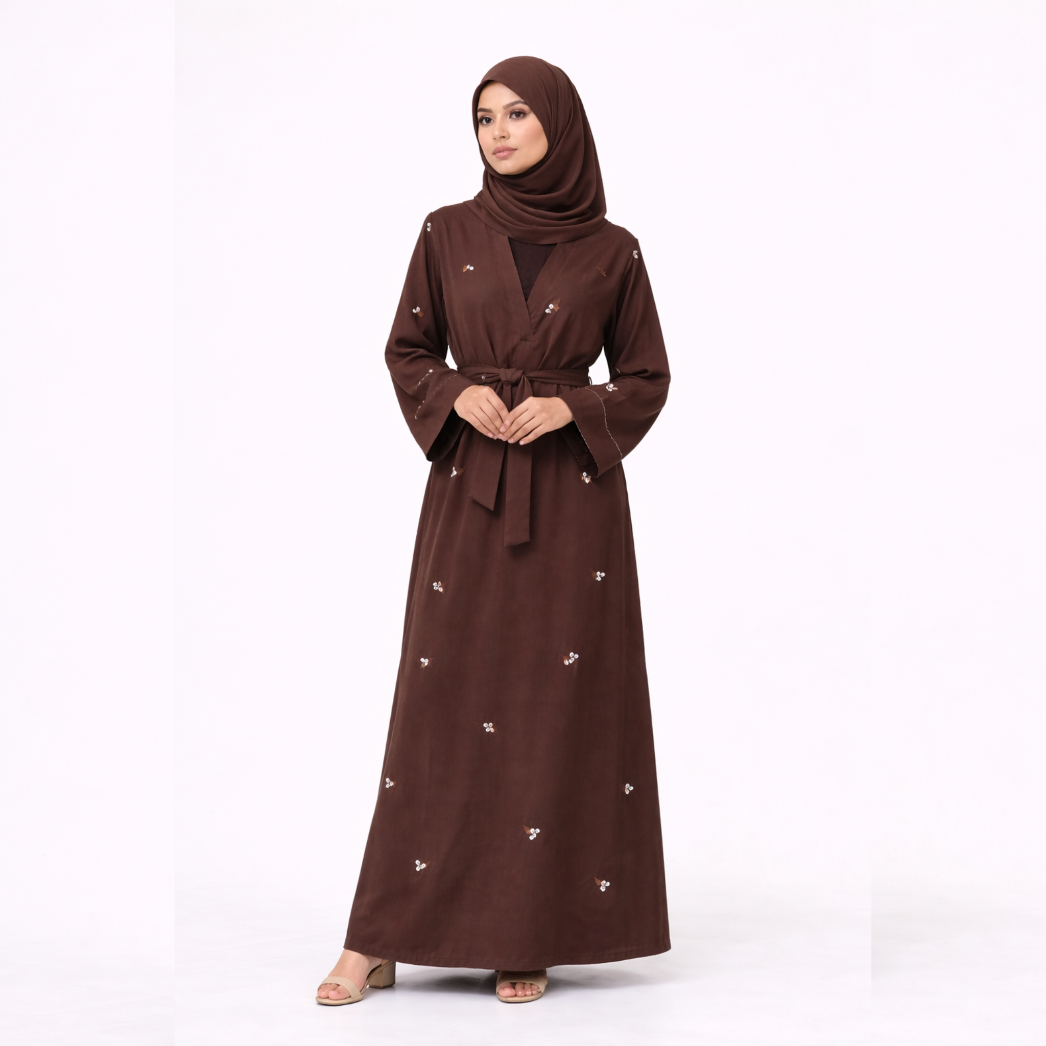 Abaya Rouge fleurie + Voile