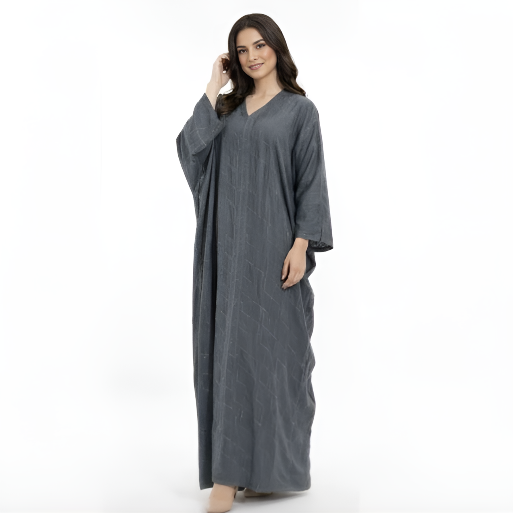 Abaya Couleur Graphite Coupe Papillon
